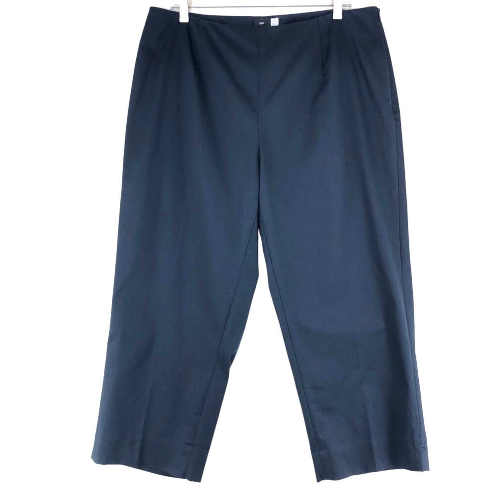Saks Fifth Ave Womens Plus Size 14W Sport Capri Dress Pants Cotton Stretch Navy